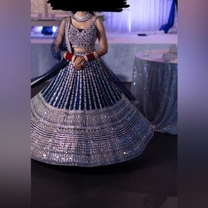 blue indian lehnga, punjabi wedding dress blue